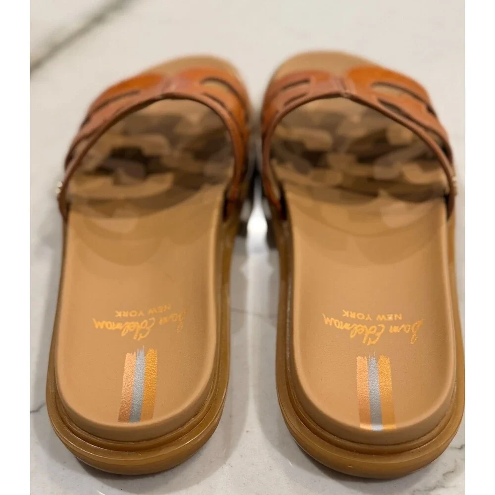 Sam Edelman Shoes Womens Size 8.5 Valeri Brown Leather Slip On Sandals EUC